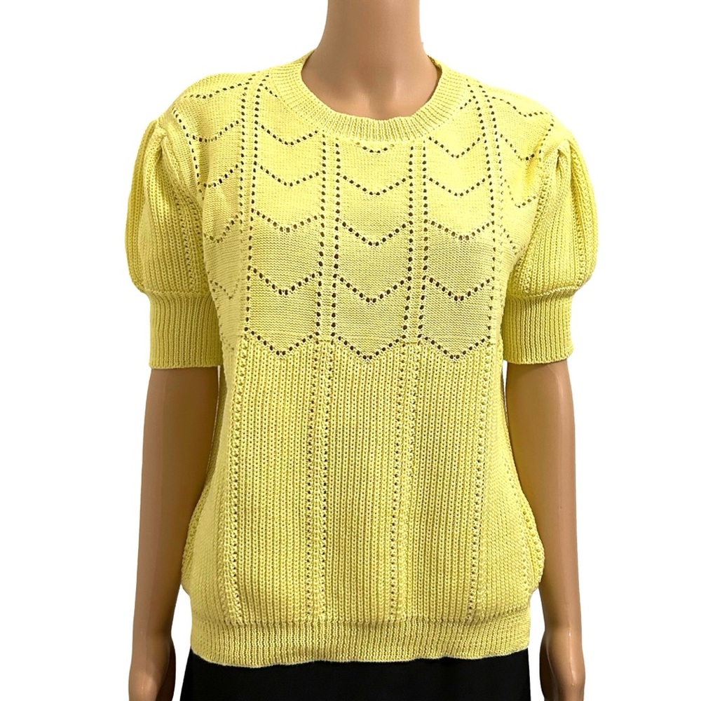 Thanth Lightweight Short Sleeve Scoop Neck Sweater Top Key Lime